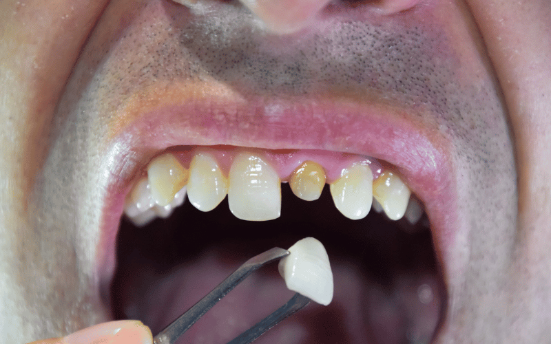Damaged tooth requiring a dental crown