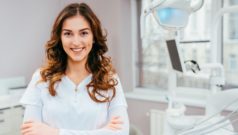 Smiling woman in a modern dental office